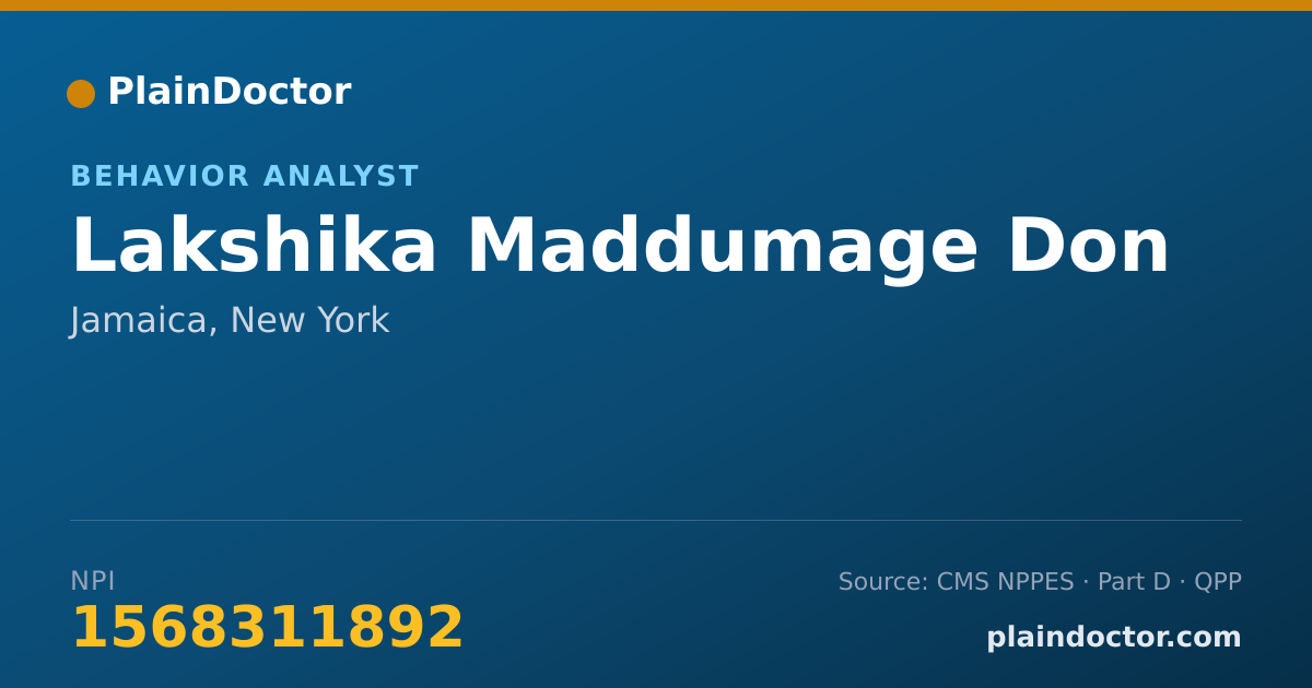 Shareable card for Lakshika Maddumage Don - Behavior Analyst, Jamaica, NY