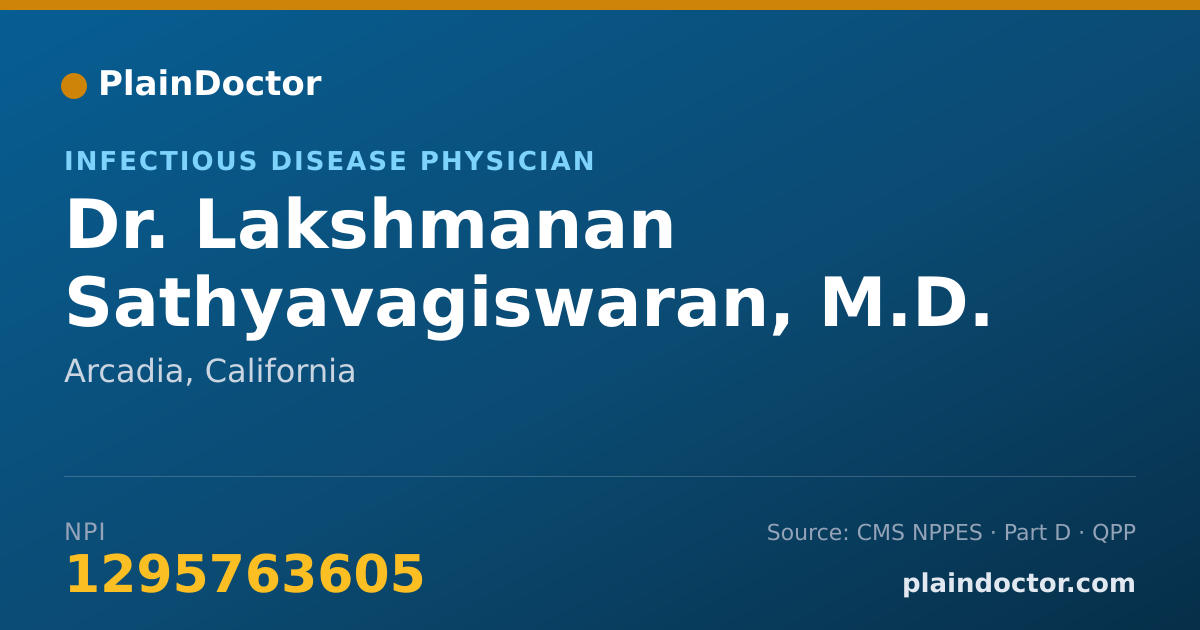 Shareable card for Lakshmanan Sathyavagiswaran, M.D. - Infectious Disease Physician, Arcadia, CA