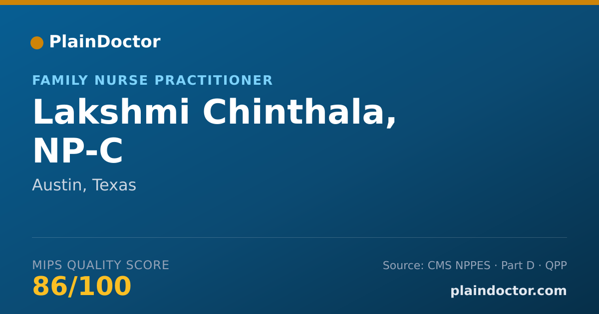Shareable card for Lakshmi Chinthala, NP-C - Family Nurse Practitioner, Austin, TX