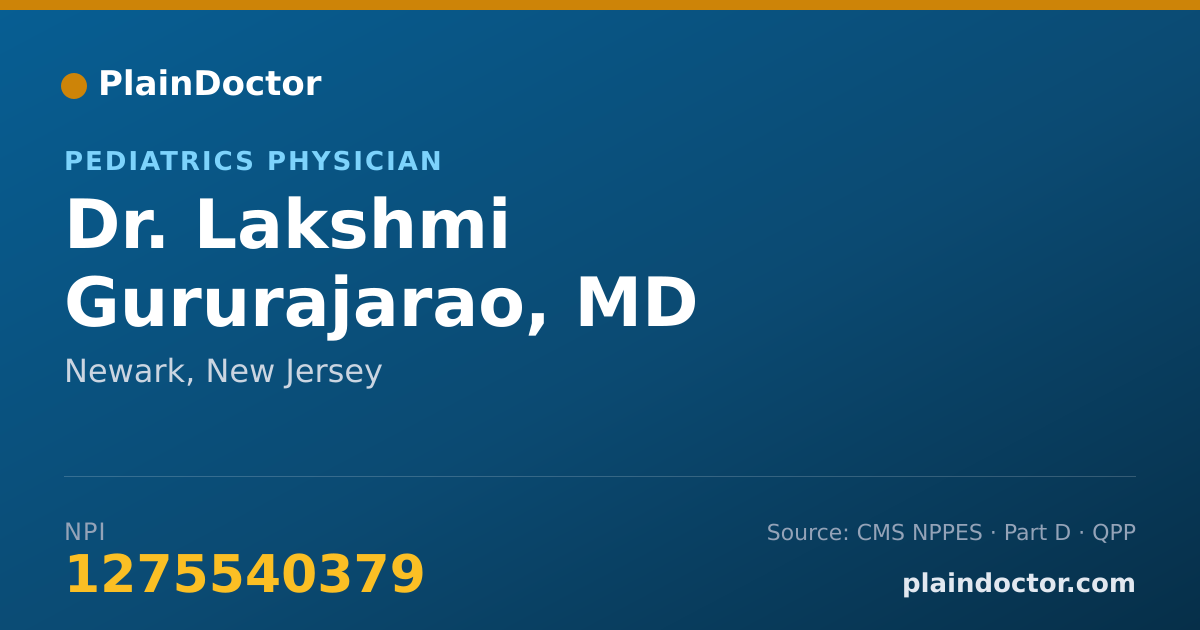 Shareable card for Lakshmi Gururajarao, MD - Pediatrics Physician, Newark, NJ