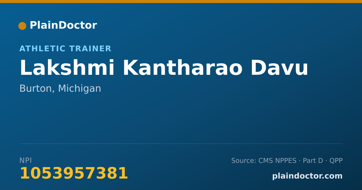 Shareable card for Lakshmi Kantharao Davu - Athletic Trainer, Burton, MI