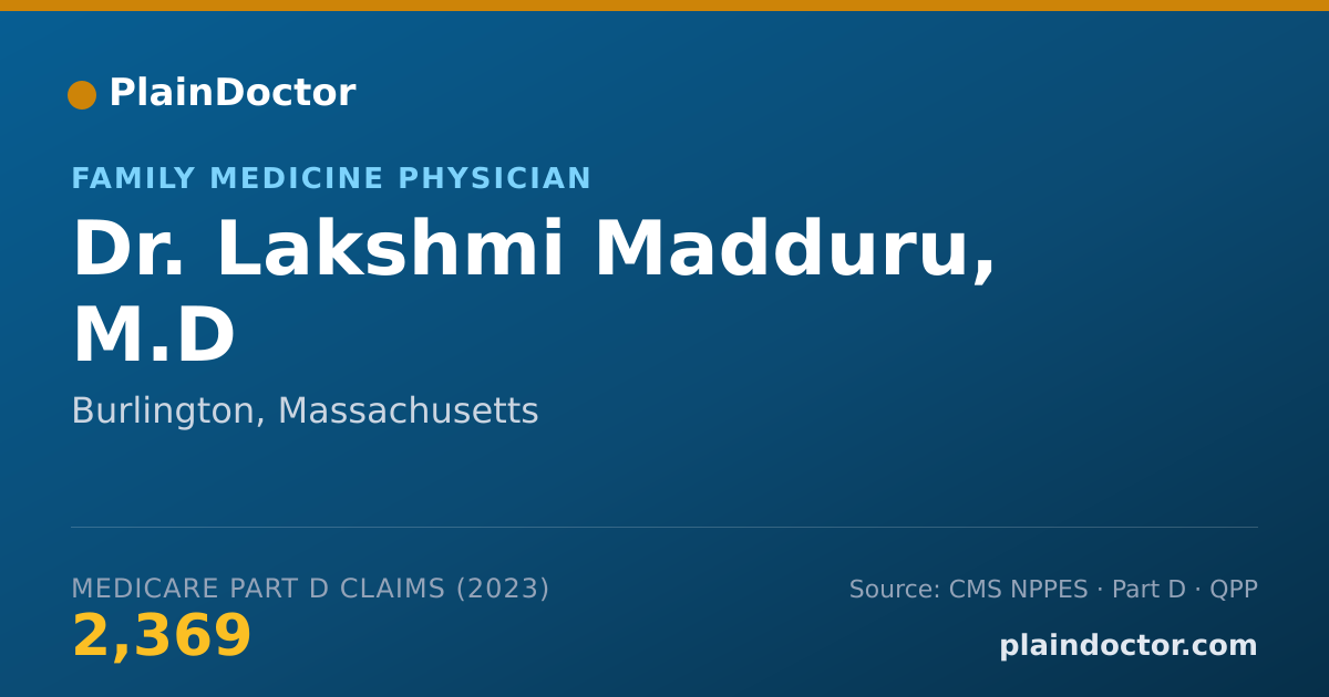 Shareable card for Lakshmi Madduru, M.D - Family Medicine Physician, Burlington, MA