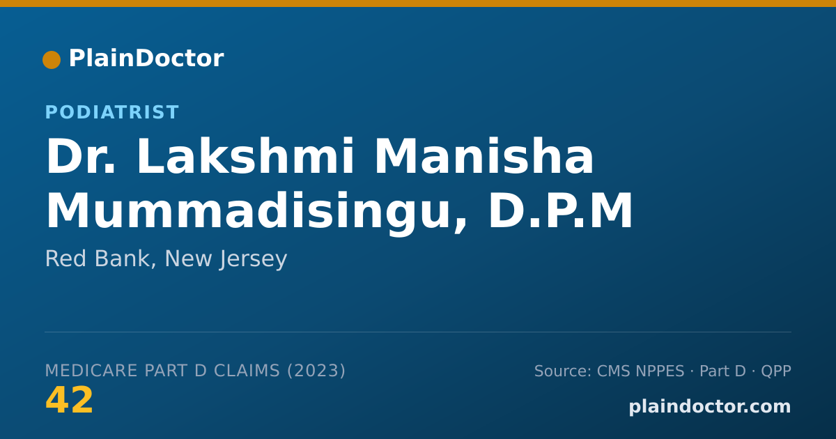 Shareable card for Lakshmi Manisha Mummadisingu, D.P.M - Podiatrist, Red Bank, NJ