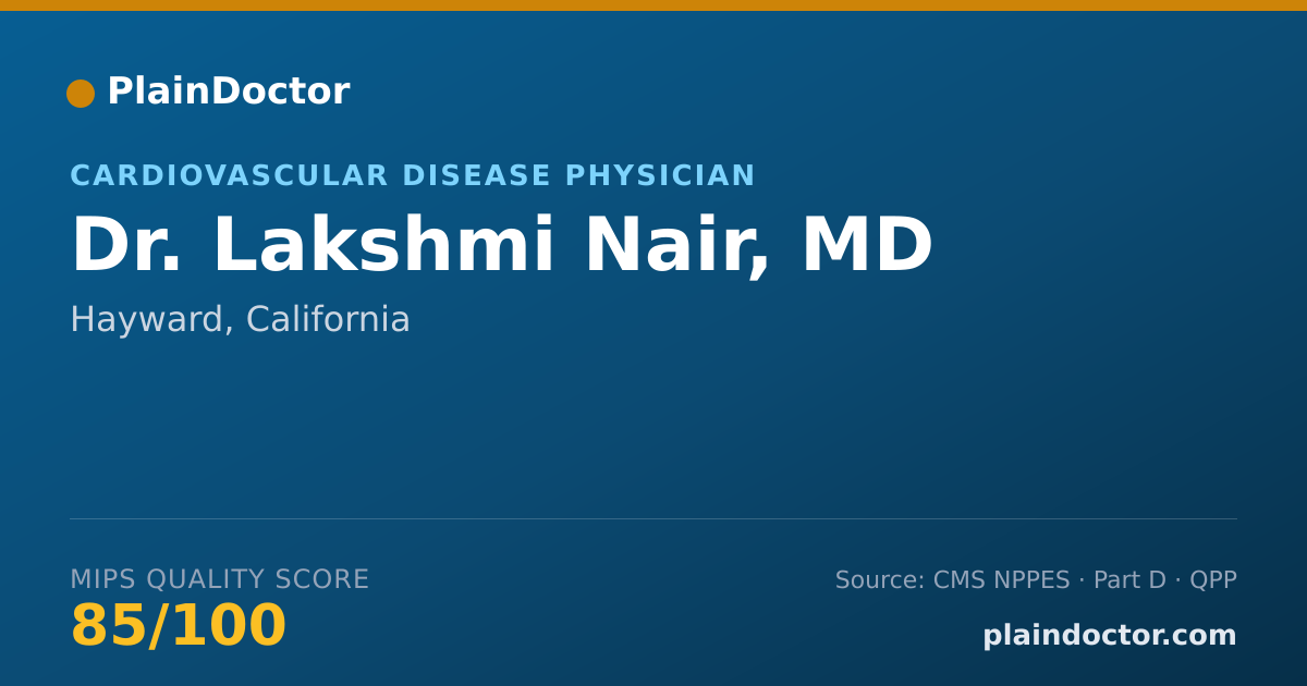 Shareable card for Lakshmi Nair, MD - Cardiovascular Disease Physician, Hayward, CA