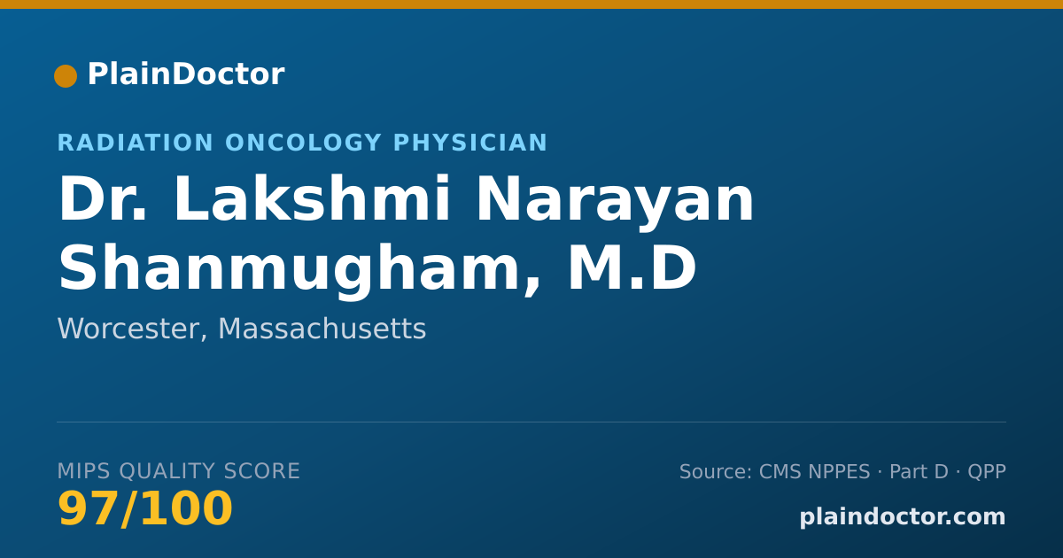 Shareable card for Lakshmi Narayan Shanmugham, M.D - Radiation Oncology Physician, Worcester, MA