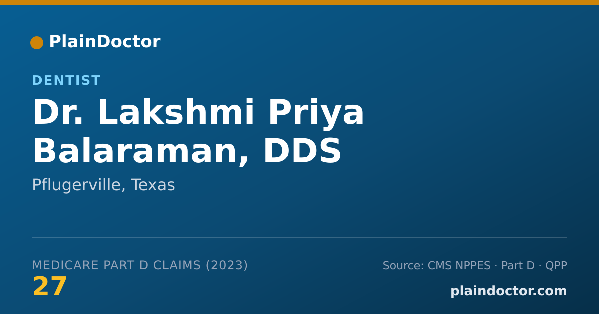 Shareable card for Lakshmi Priya Balaraman, DDS - Dentist, Pflugerville, TX