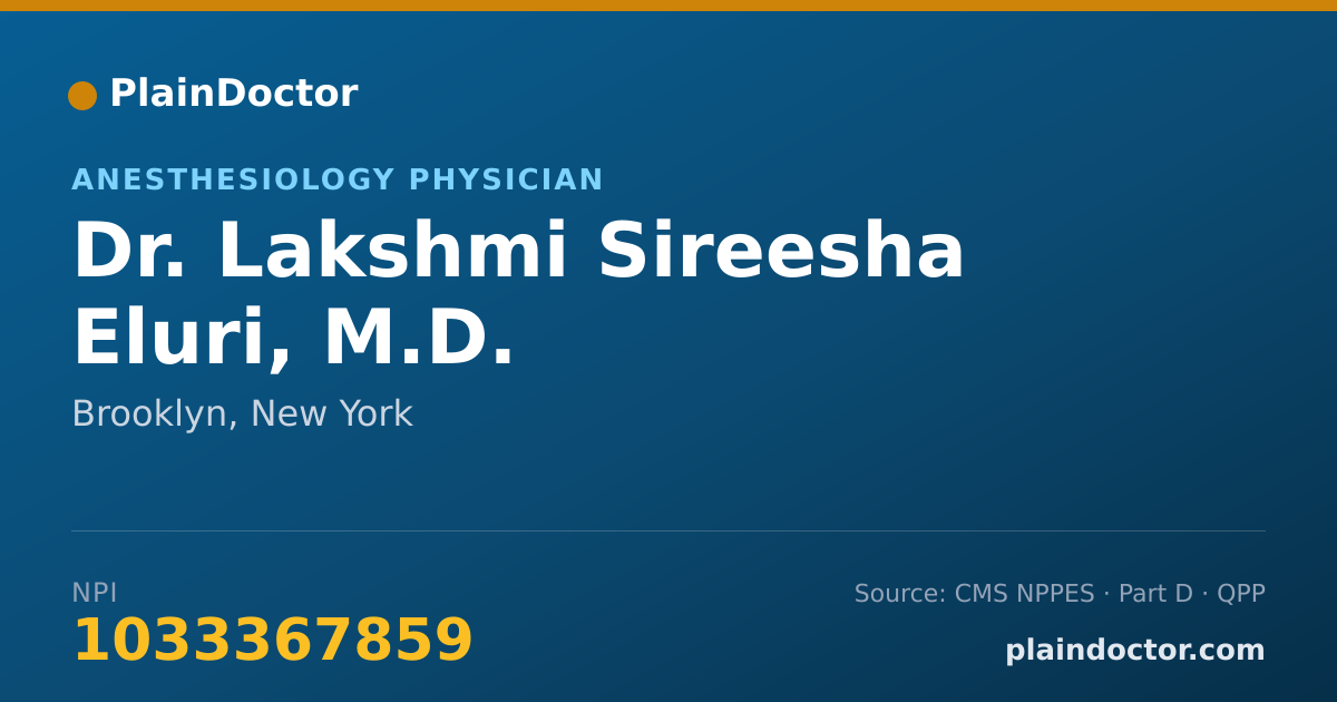 Shareable card for Lakshmi Sireesha Eluri, M.D. - Anesthesiology Physician, Brooklyn, NY