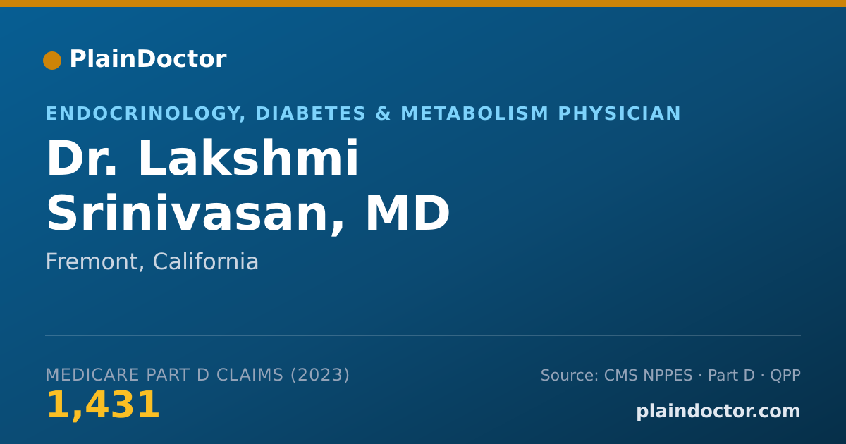 Shareable card for Lakshmi Srinivasan, MD - Endocrinology, Diabetes & Metabolism Physician, Fremont, CA