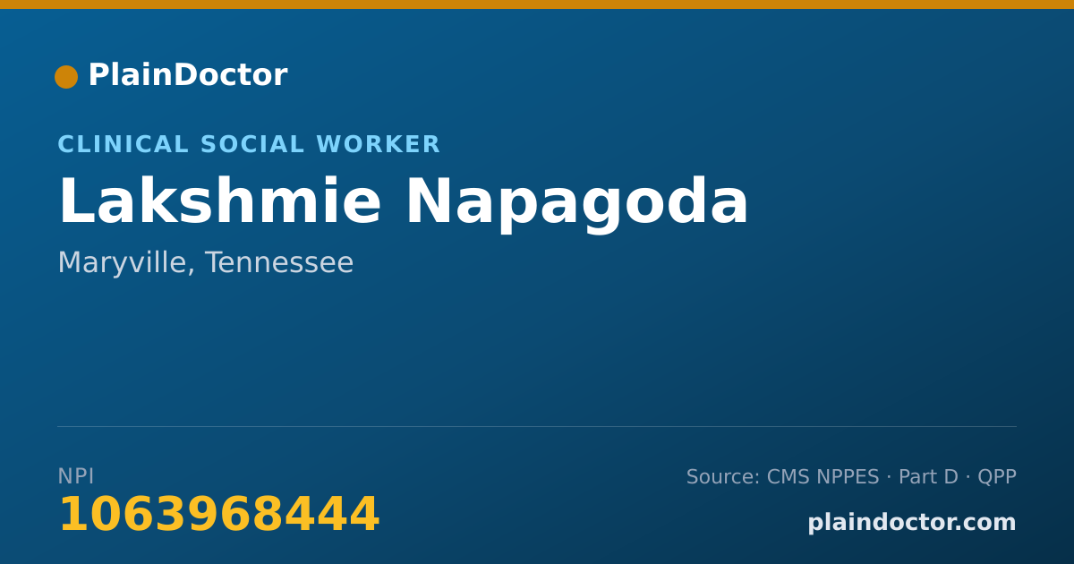 Shareable card for Lakshmie Napagoda - Clinical Social Worker, Maryville, TN