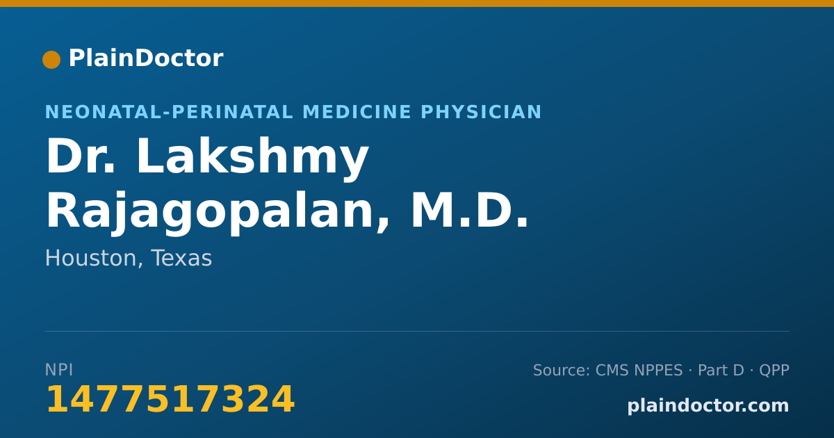 Shareable card for Lakshmy Rajagopalan, M.D. - Neonatal-Perinatal Medicine Physician, Houston, TX