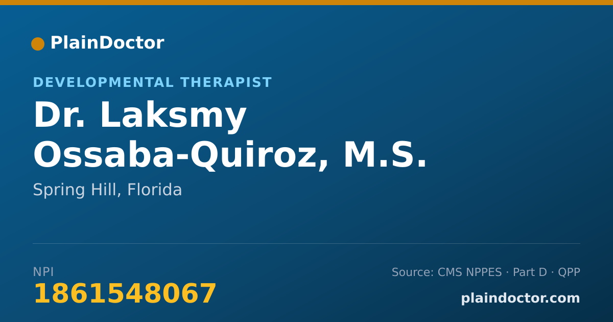 Shareable card for Laksmy Ossaba-Quiroz, M.S. - Developmental Therapist, Spring Hill, FL