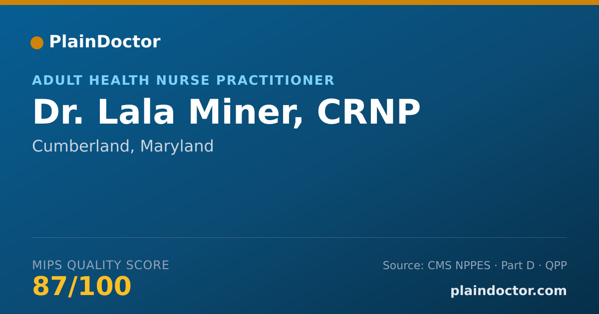 Shareable card for Lala Miner, CRNP - Adult Health Nurse Practitioner, Cumberland, MD