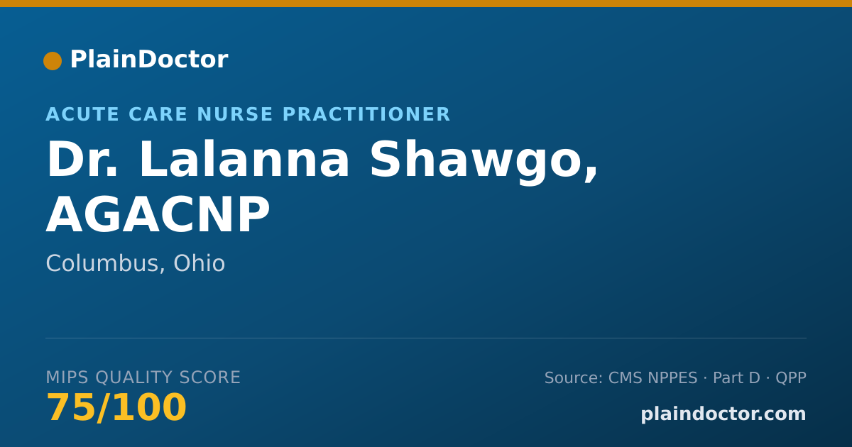 Shareable card for Lalanna Shawgo, AGACNP - Acute Care Nurse Practitioner, Columbus, OH