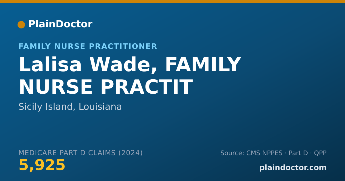 Shareable card for Lalisa Wade, FAMILY NURSE PRACTIT - Family Nurse Practitioner, Sicily Island, LA