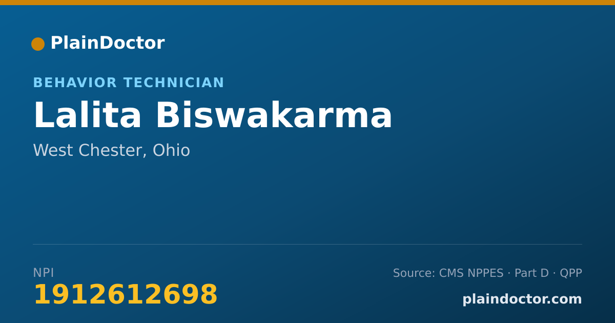 Shareable card for Lalita Biswakarma - Behavior Technician, West Chester, OH