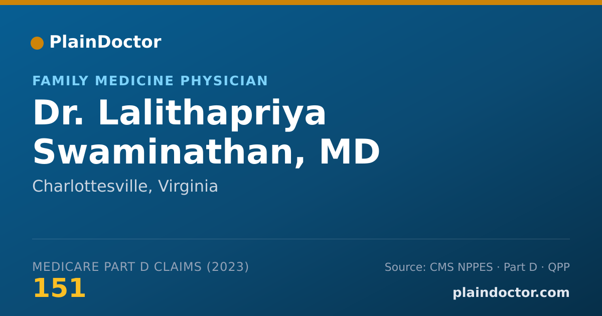 Shareable card for Lalithapriya Swaminathan, MD - Family Medicine Physician, Charlottesville, VA