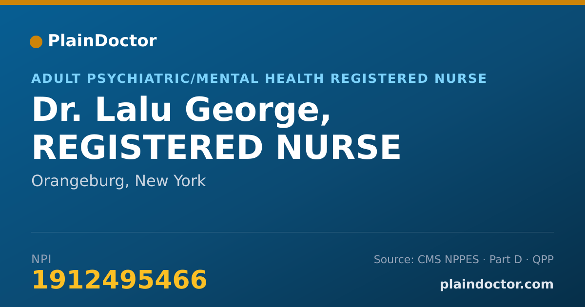 Shareable card for Lalu George, REGISTERED NURSE - Adult Psychiatric/Mental Health Registered Nurse, Orangeburg, NY