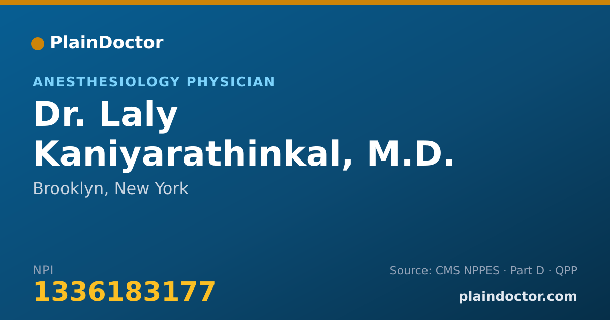 Shareable card for Laly Kaniyarathinkal, M.D. - Anesthesiology Physician, Brooklyn, NY
