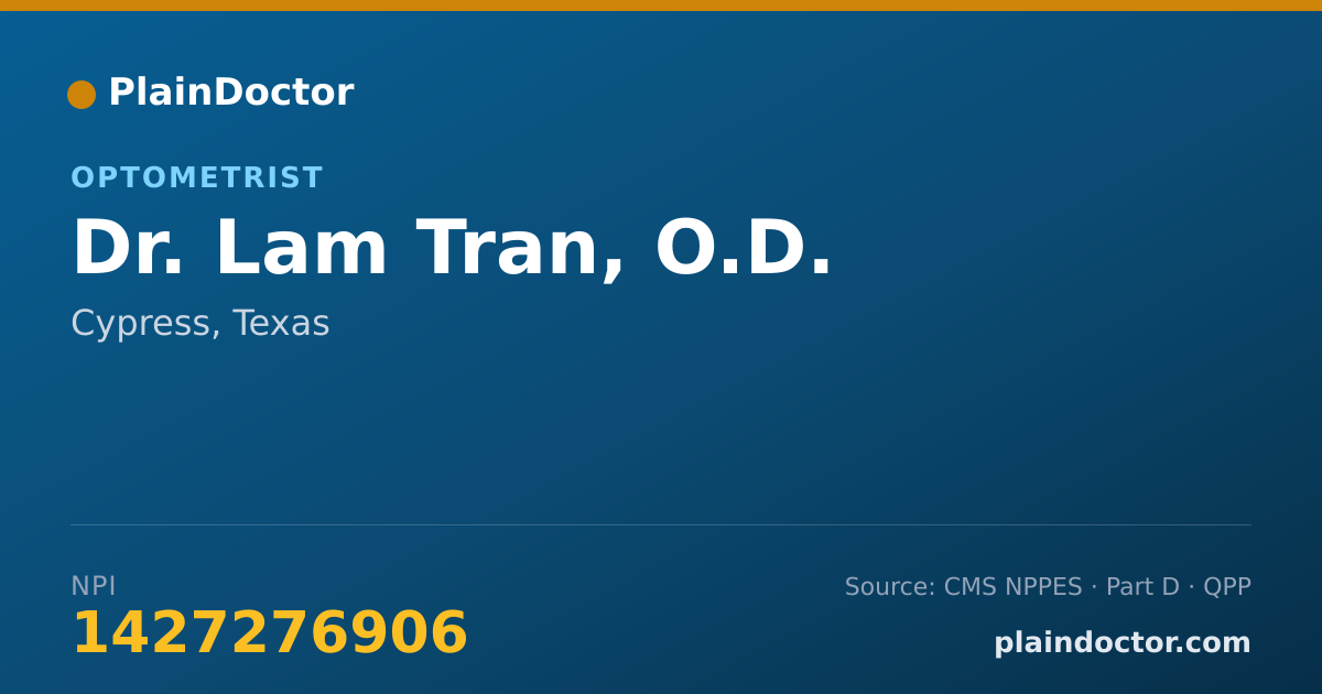 Shareable card for Lam Tran, O.D. - Optometrist, Cypress, TX