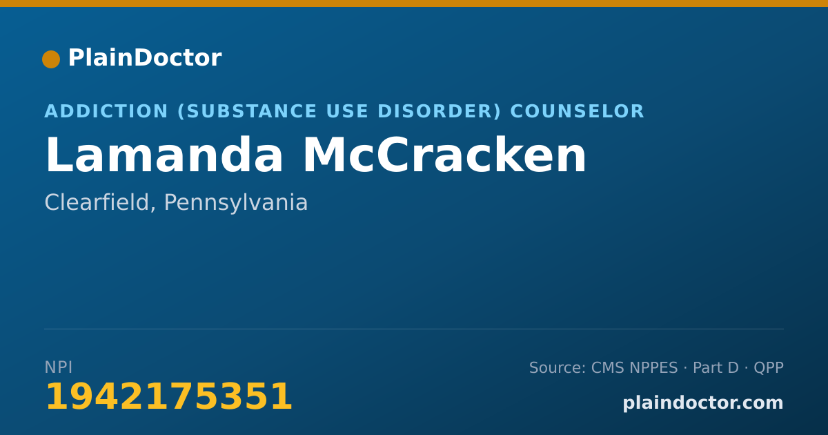 Shareable card for Lamanda McCracken - Addiction (Substance Use Disorder) Counselor, Clearfield, PA