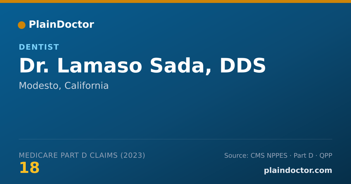 Shareable card for Lamaso Sada, DDS - Dentist, Modesto, CA