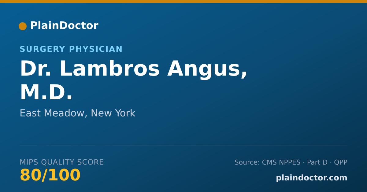 Shareable card for Lambros Angus, M.D. - Surgery Physician, East Meadow, NY