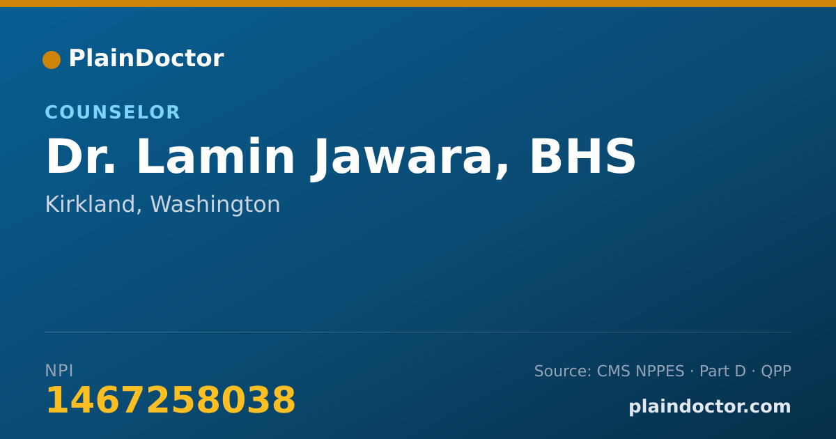 Shareable card for Lamin Jawara, BHS - Counselor, Kirkland, WA