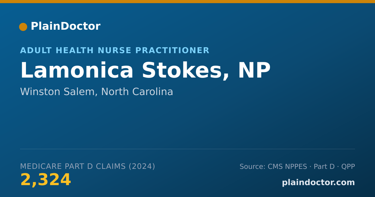 Shareable card for Lamonica Stokes, NP - Adult Health Nurse Practitioner, Winston Salem, NC