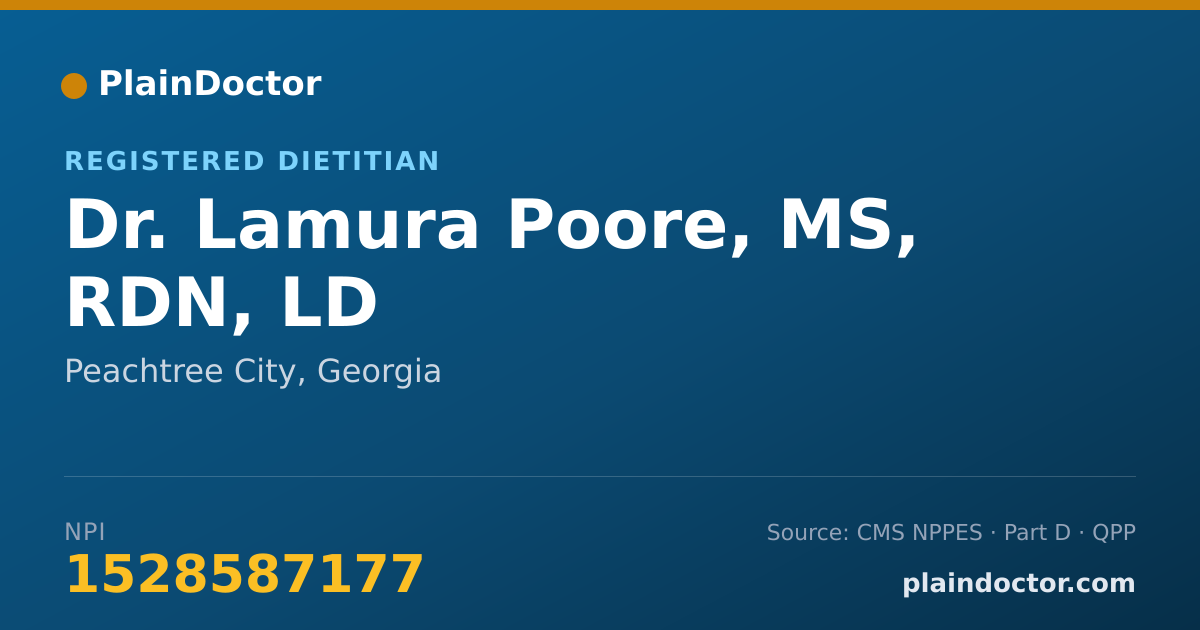 Shareable card for Lamura Poore, MS, RDN, LD - Registered Dietitian, Peachtree City, GA