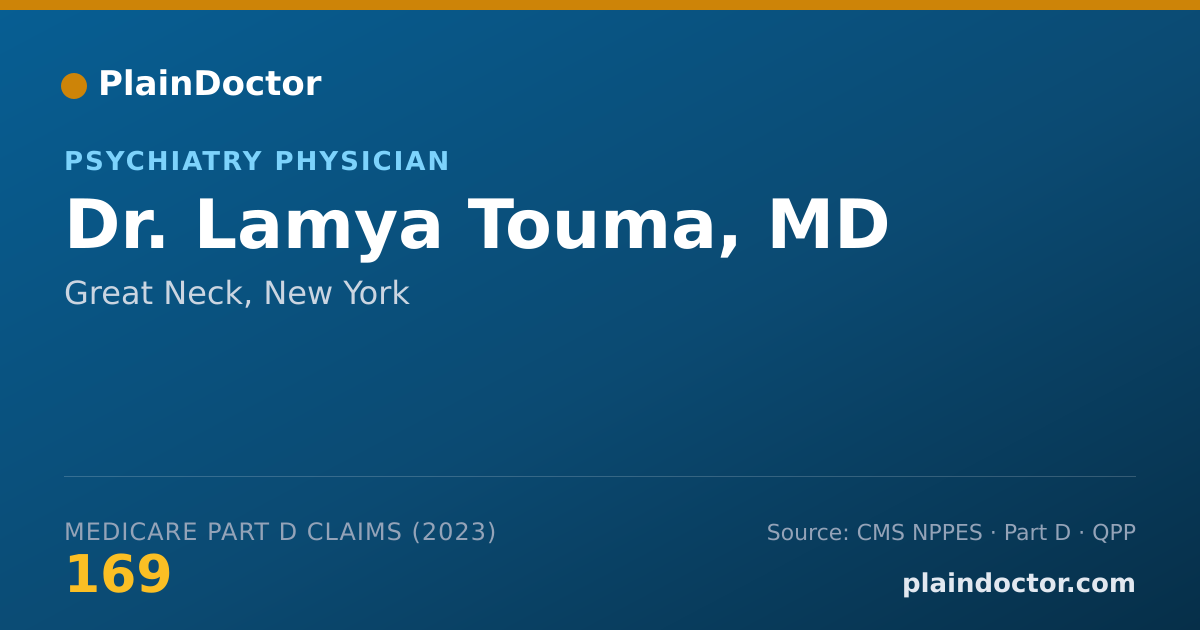 Shareable card for Lamya Touma, MD - Psychiatry Physician, Great Neck, NY