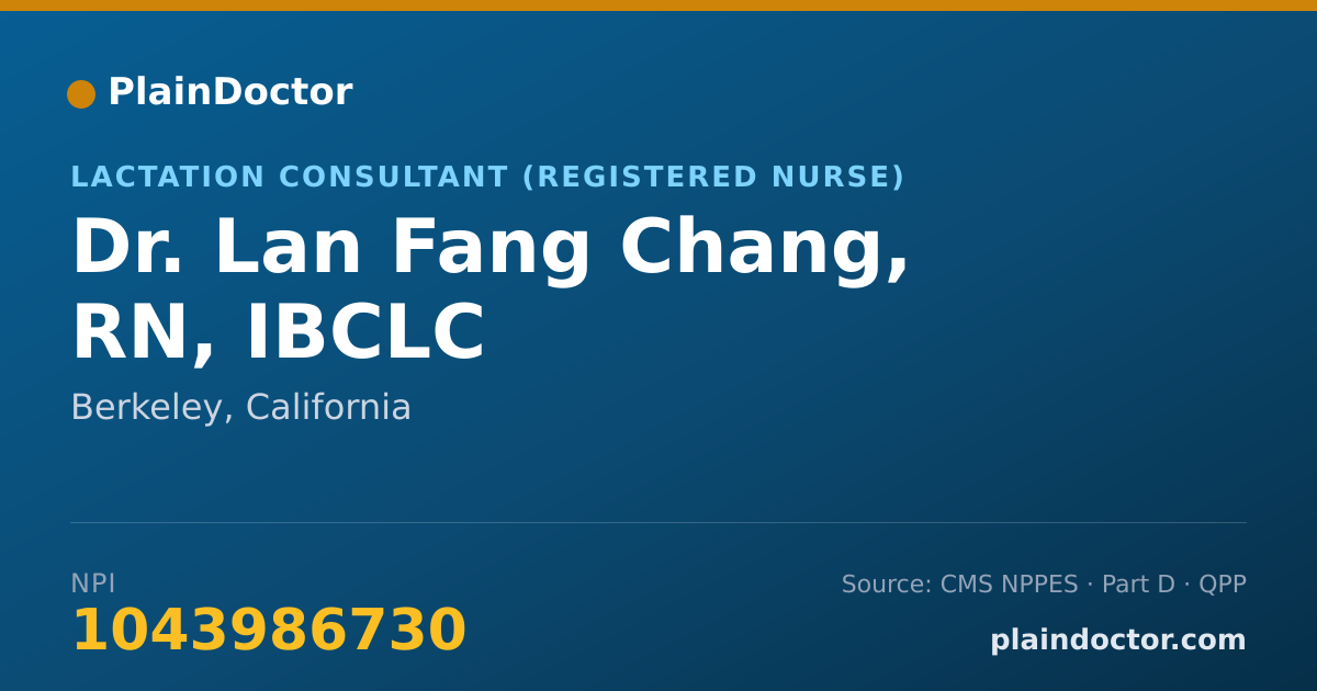 Shareable card for Lan Fang Chang, RN, IBCLC - Lactation Consultant (Registered Nurse), Berkeley, CA