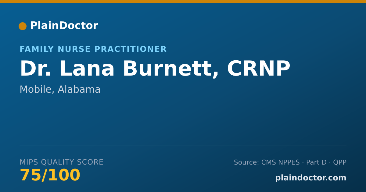 Shareable card for Lana Burnett, CRNP - Family Nurse Practitioner, Mobile, AL