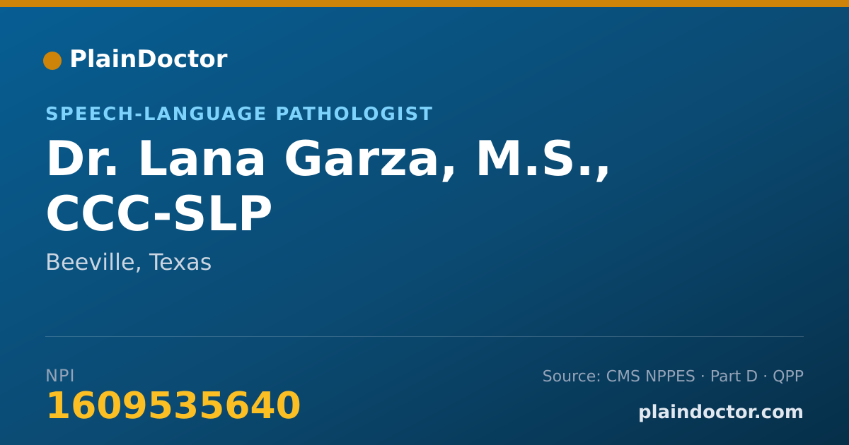 Shareable card for Lana Garza, M.S., CCC-SLP - Speech-Language Pathologist, Beeville, TX