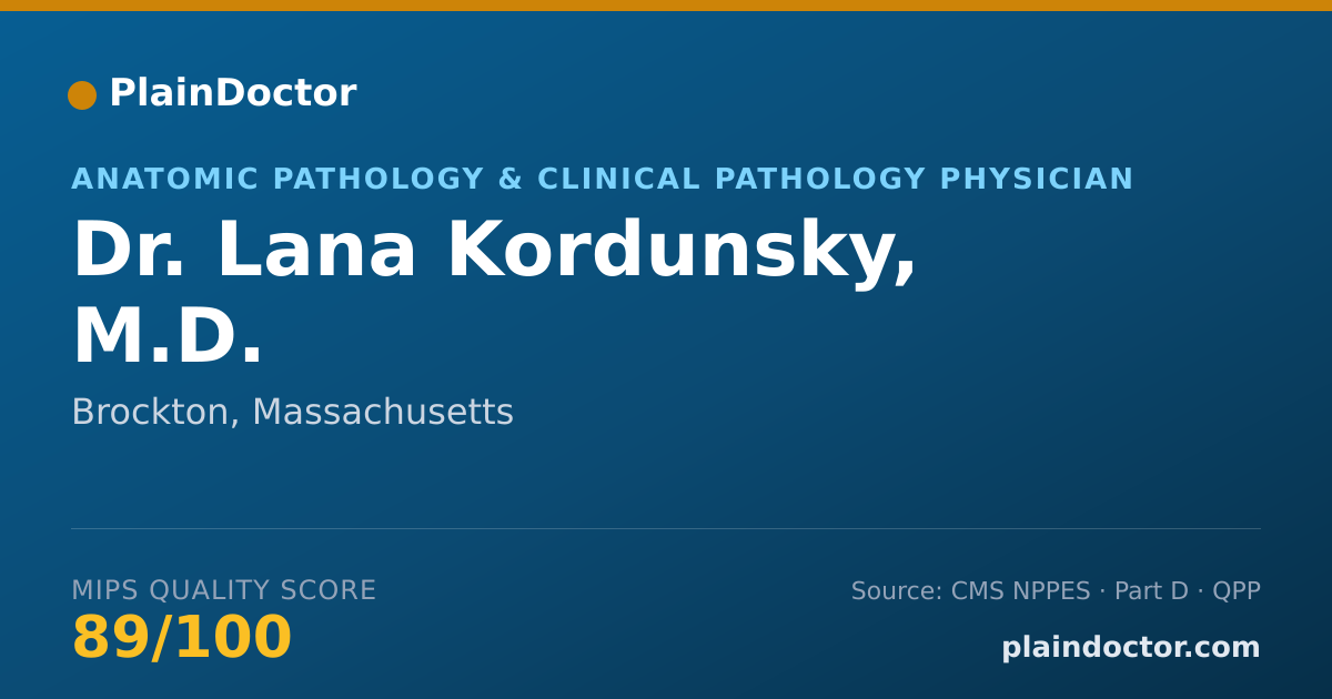 Shareable card for Lana Kordunsky, M.D. - Anatomic Pathology & Clinical Pathology Physician, Brockton, MA