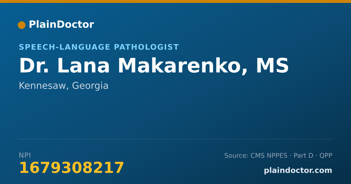 Shareable card for Lana Makarenko, MS - Speech-Language Pathologist, Kennesaw, GA
