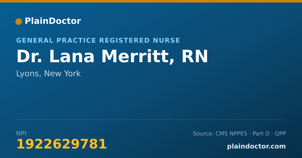 Shareable card for Lana Merritt, RN - General Practice Registered Nurse, Lyons, NY