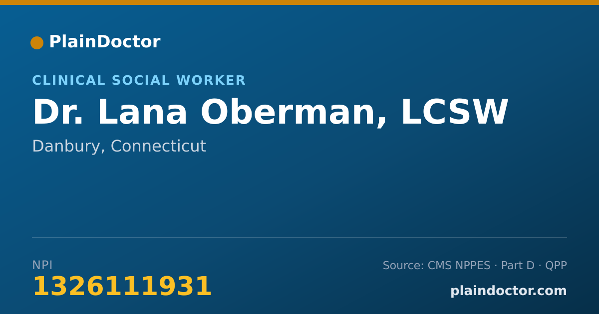 Shareable card for Lana Oberman, LCSW - Clinical Social Worker, Danbury, CT