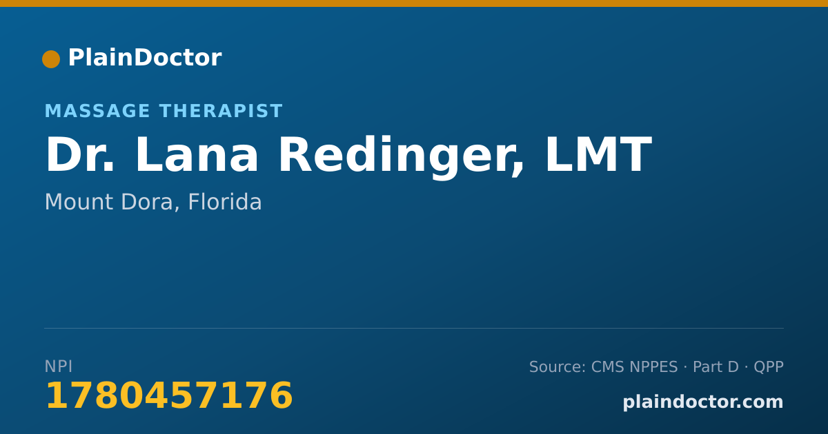 Shareable card for Lana Redinger, LMT - Massage Therapist, Mount Dora, FL