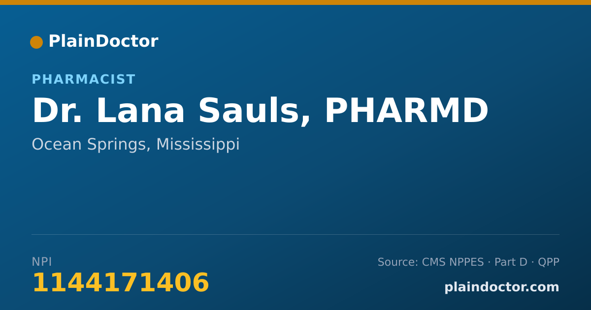 Shareable card for Lana Sauls, PHARMD - Pharmacist, Ocean Springs, MS