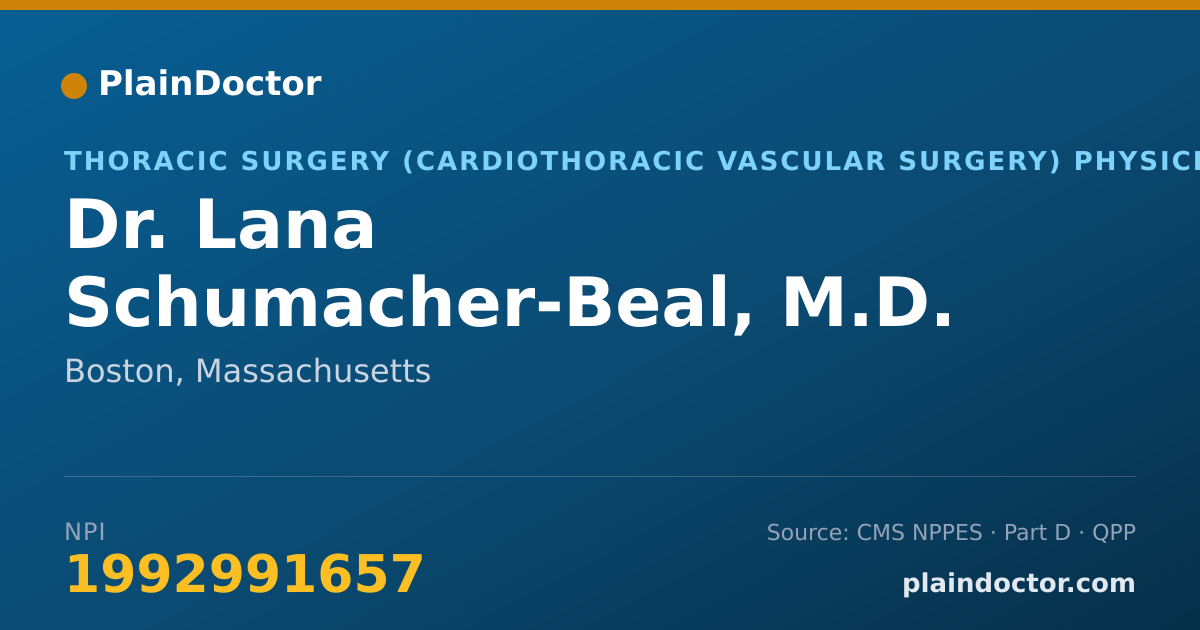 Shareable card for Lana Schumacher-Beal, M.D. - Thoracic Surgery (Cardiothoracic Vascular Surgery) Physician, Boston, MA