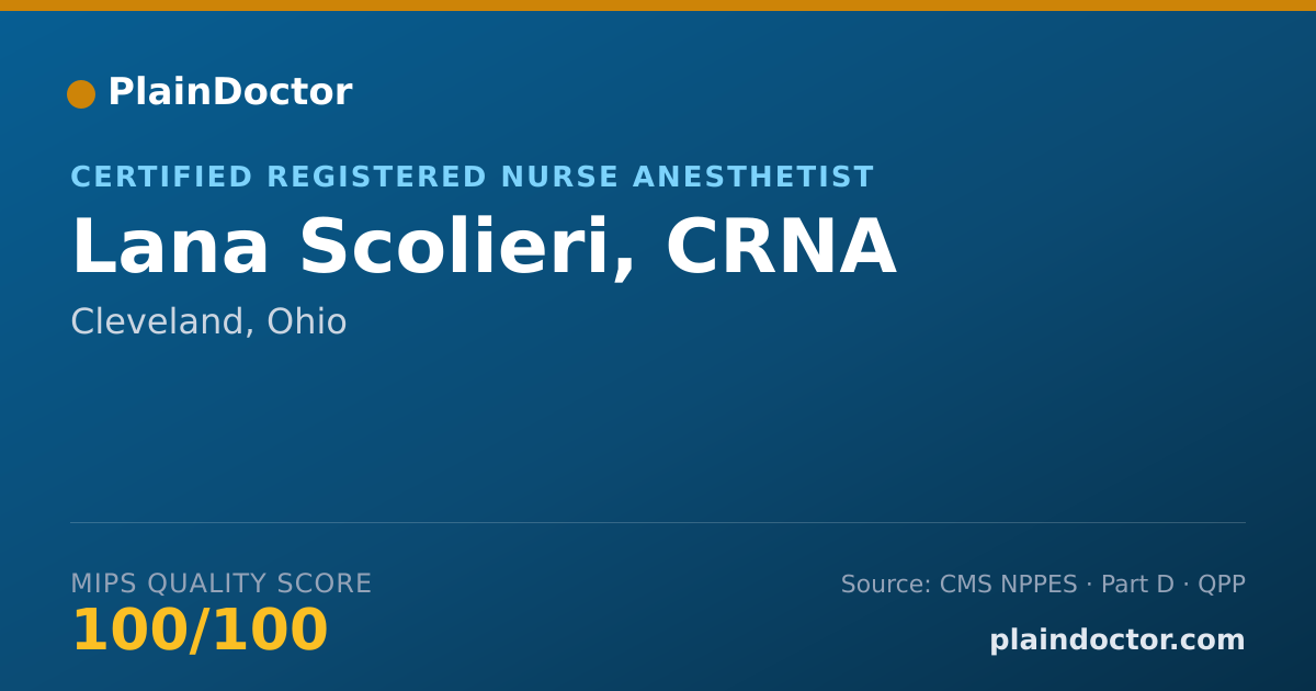 Shareable card for Lana Scolieri, CRNA - Certified Registered Nurse Anesthetist, Cleveland, OH