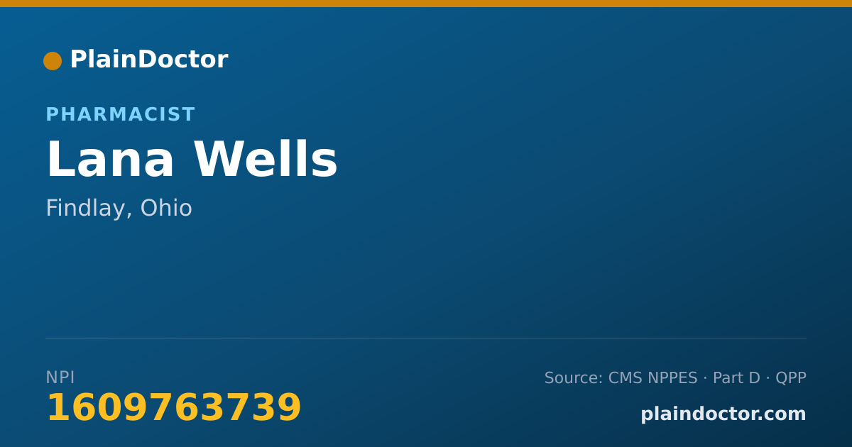 Shareable card for Lana Wells - Pharmacist, Findlay, OH
