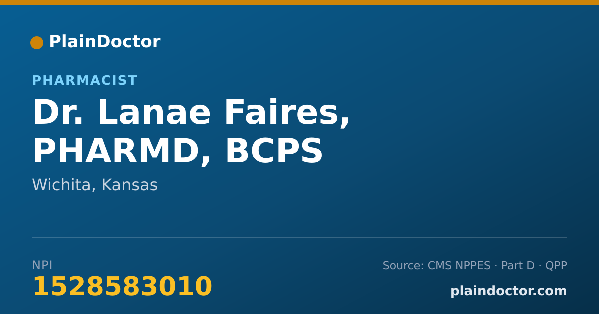 Shareable card for Lanae Faires, PHARMD, BCPS - Pharmacist, Wichita, KS