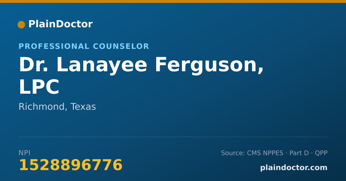 Shareable card for Lanayee Ferguson, LPC - Professional Counselor, Richmond, TX