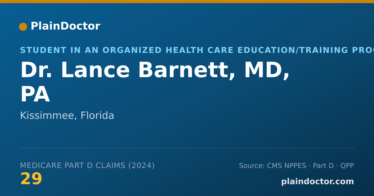 Shareable card for Lance Barnett, MD, PA - Student in an Organized Health Care Education/Training Program, Kissimmee, FL