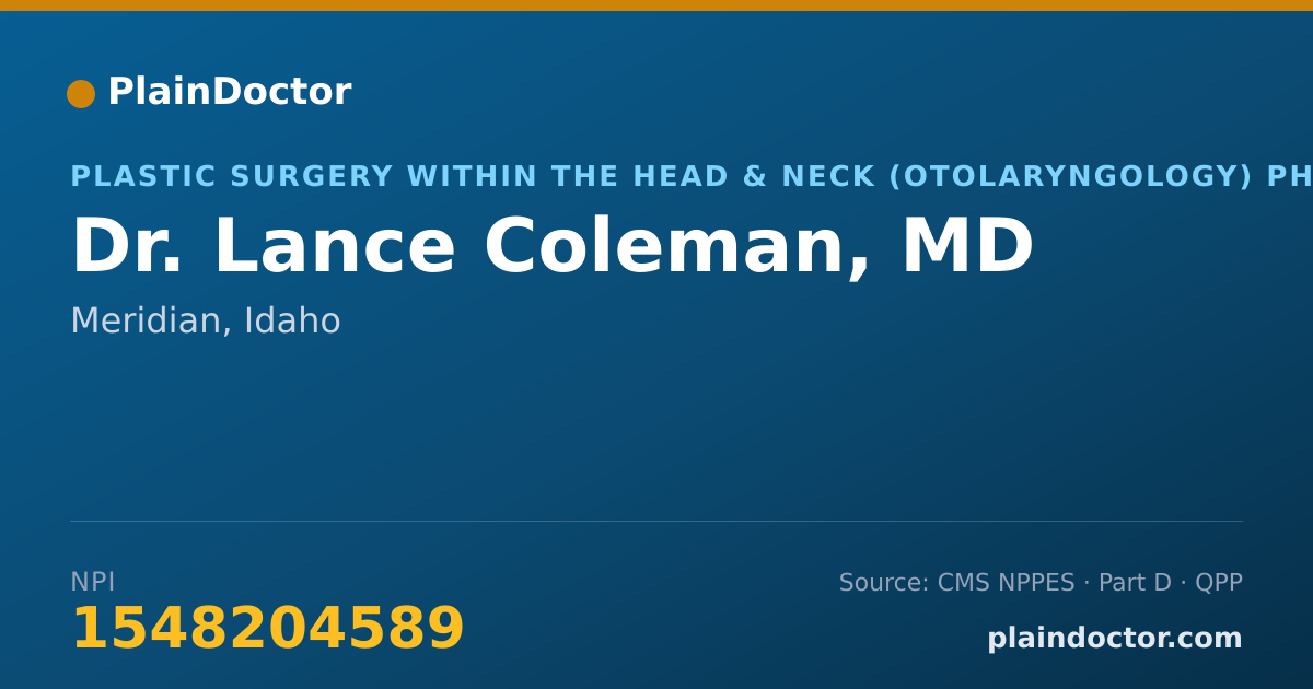 Shareable card for Lance Coleman, MD - Plastic Surgery within the Head & Neck (Otolaryngology) Physician, Meridian, ID