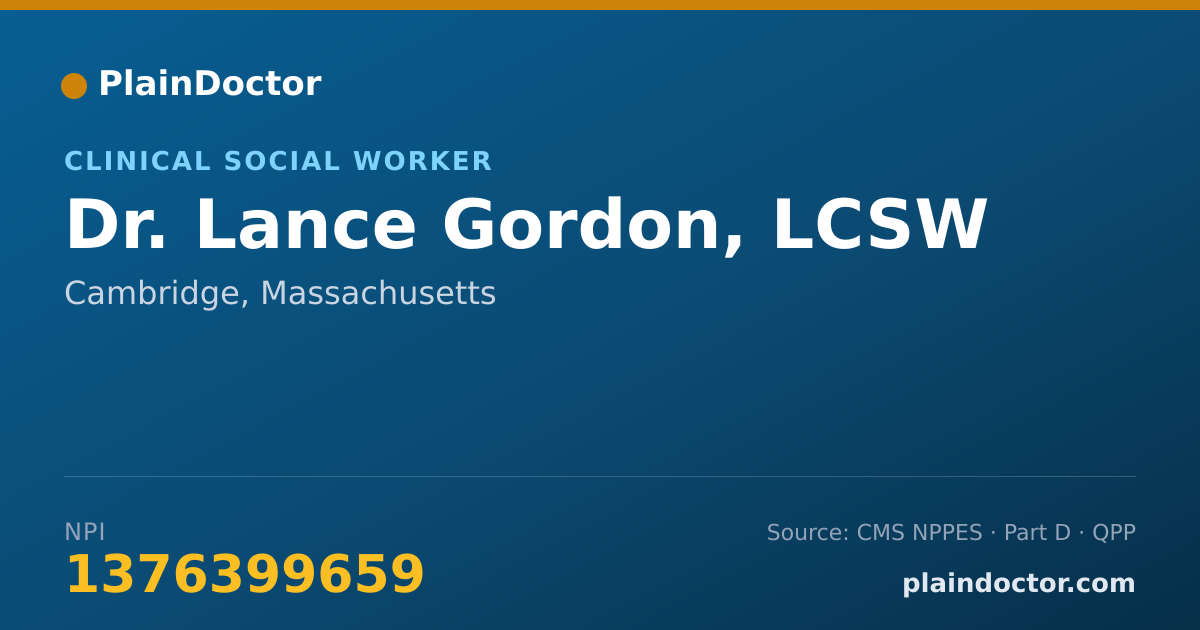 Shareable card for Lance Gordon, LCSW - Clinical Social Worker, Cambridge, MA