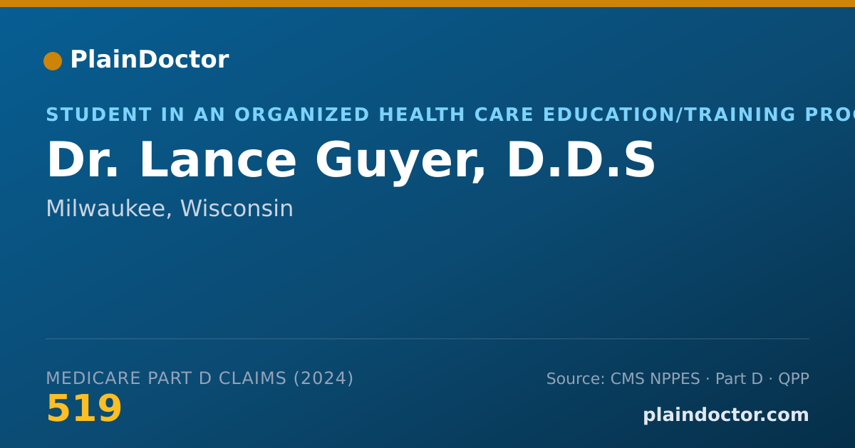 Shareable card for Lance Guyer, D.D.S - Student in an Organized Health Care Education/Training Program, Milwaukee, WI