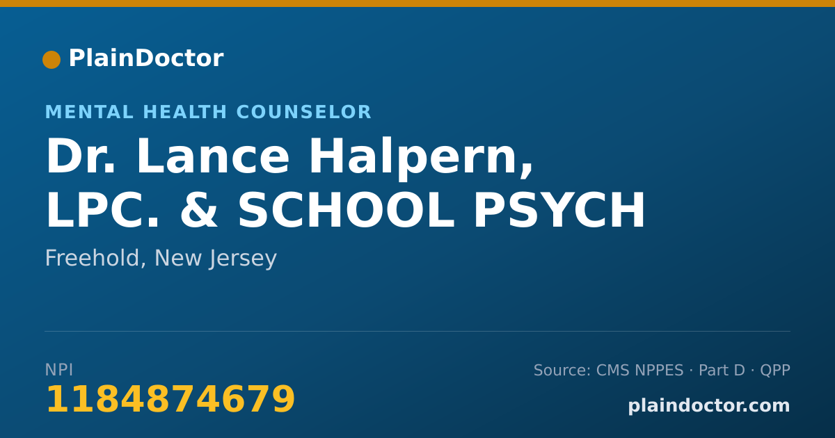 Shareable card for Lance Halpern, LPC. &  SCHOOL PSYCH - Mental Health Counselor, Freehold, NJ