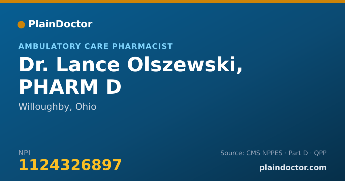 Shareable card for Lance Olszewski, PHARM D - Ambulatory Care Pharmacist, Willoughby, OH
